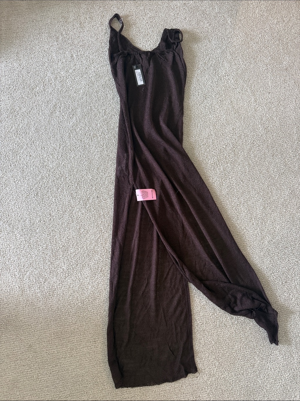 PrettyLittleThing Chocolate Brown Maxi Slip Dress View 3